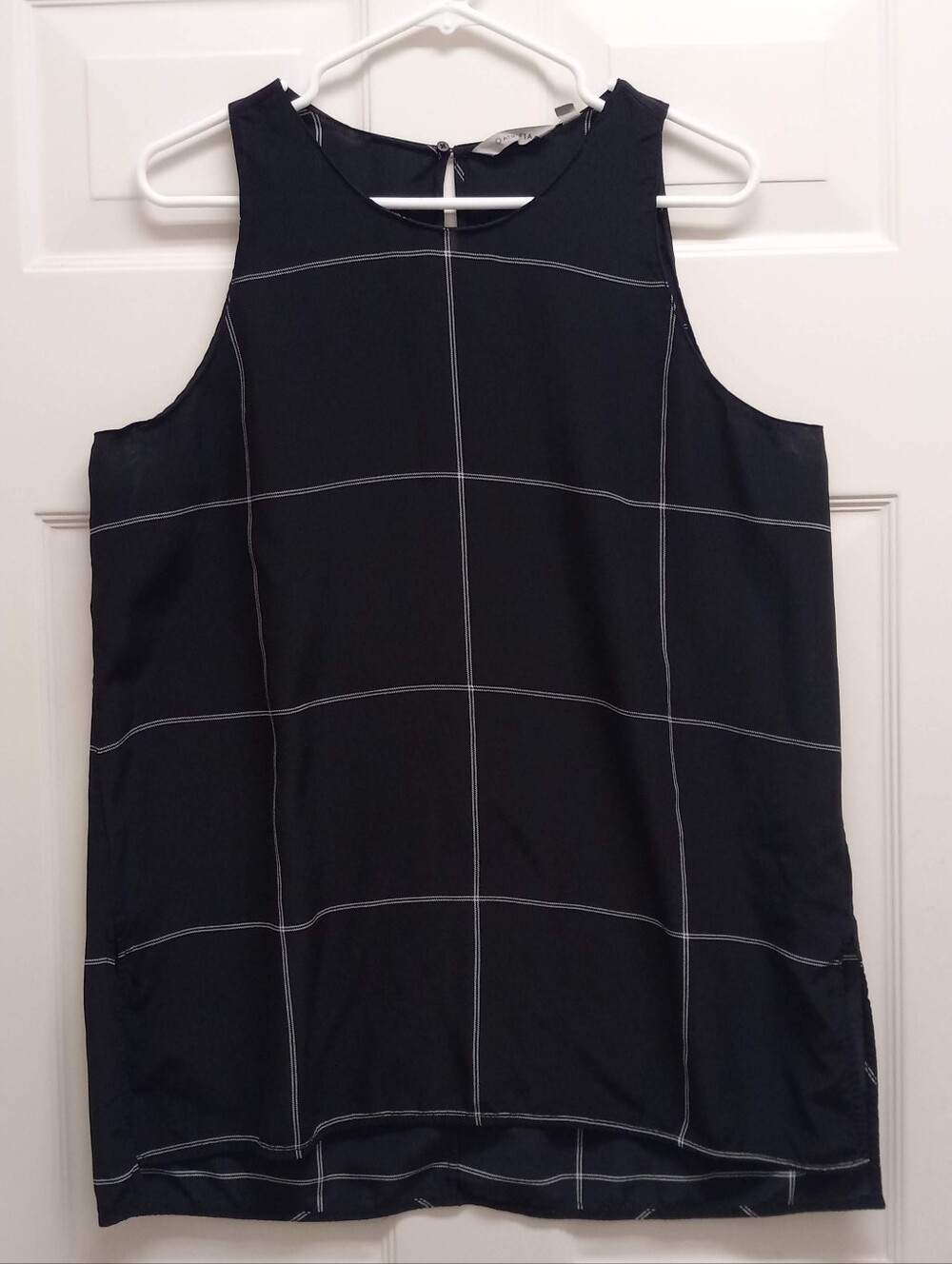 Athleta Washable Silk CYA Tank Top Side Slit Large Black Quiet Luxury Capsule